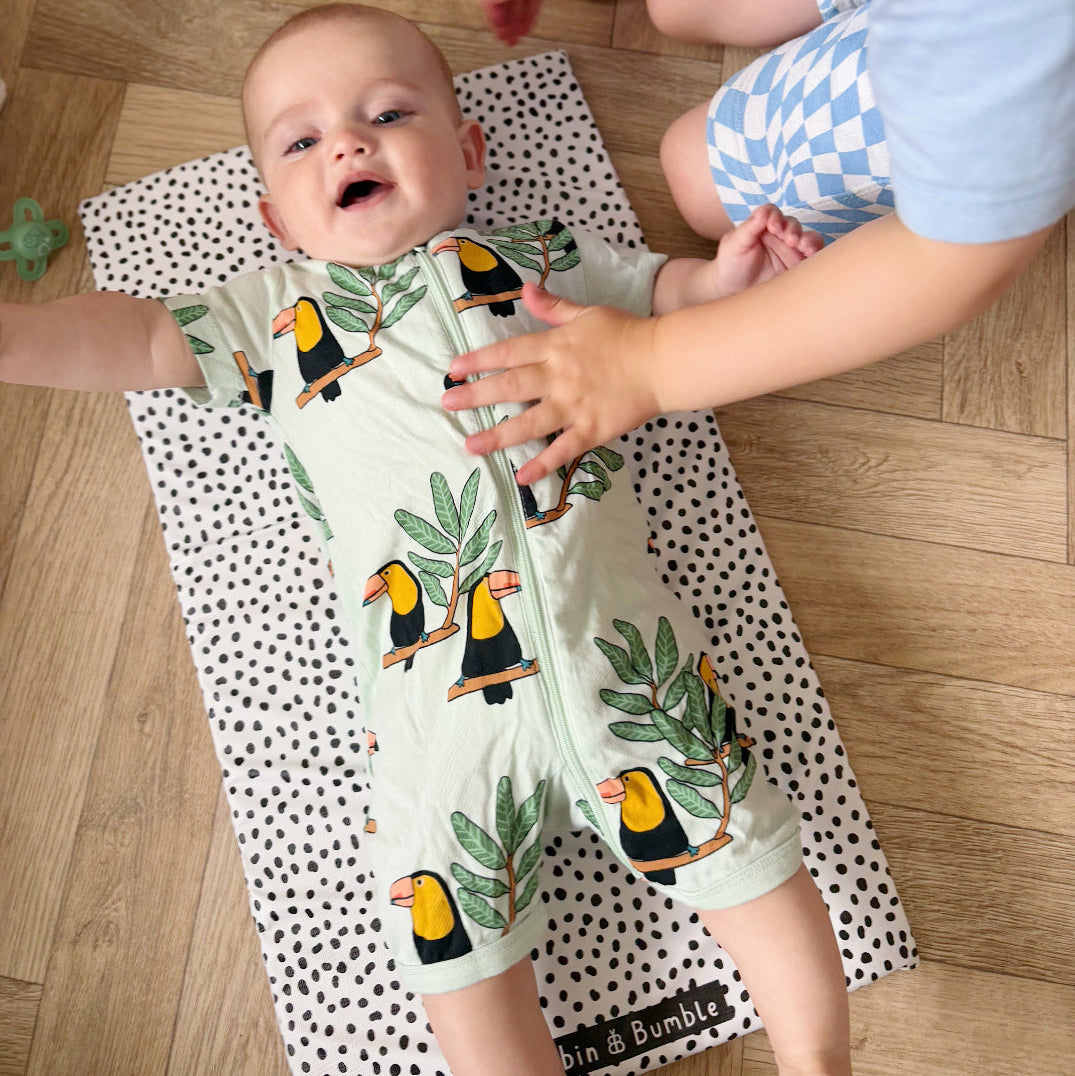 Travel Changing Mat - Black Spotty Print