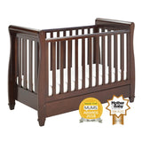 Babymore Eva Sleigh Drop Side Cot Bed - Brown