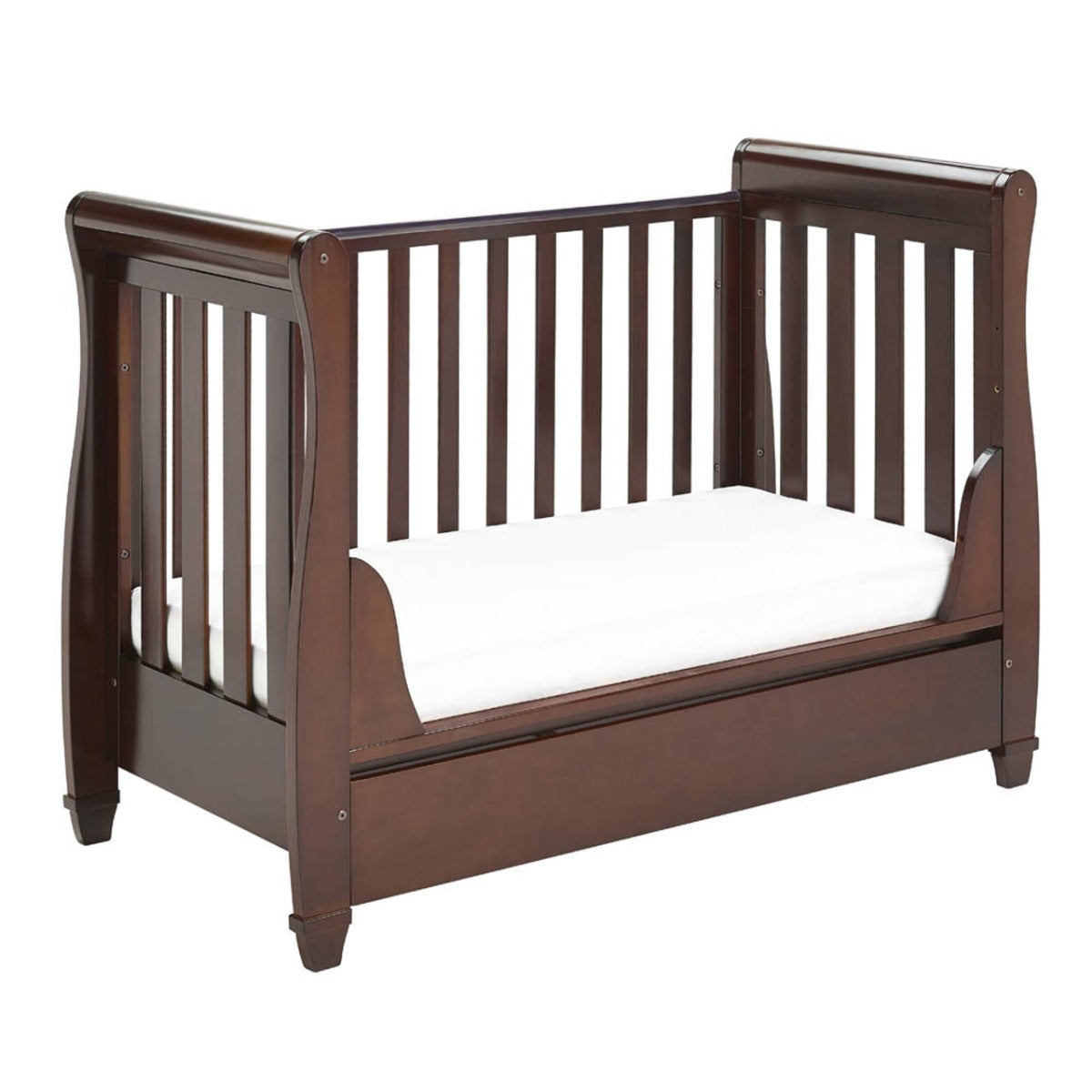Babymore Eva Sleigh Drop Side Cot Bed - Brown