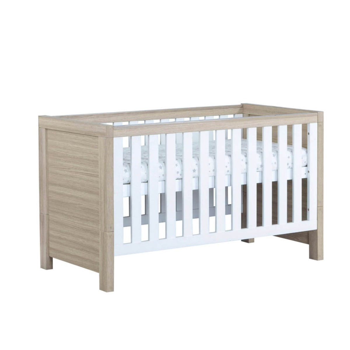 Babymore Luno Cot Bed - Oak White