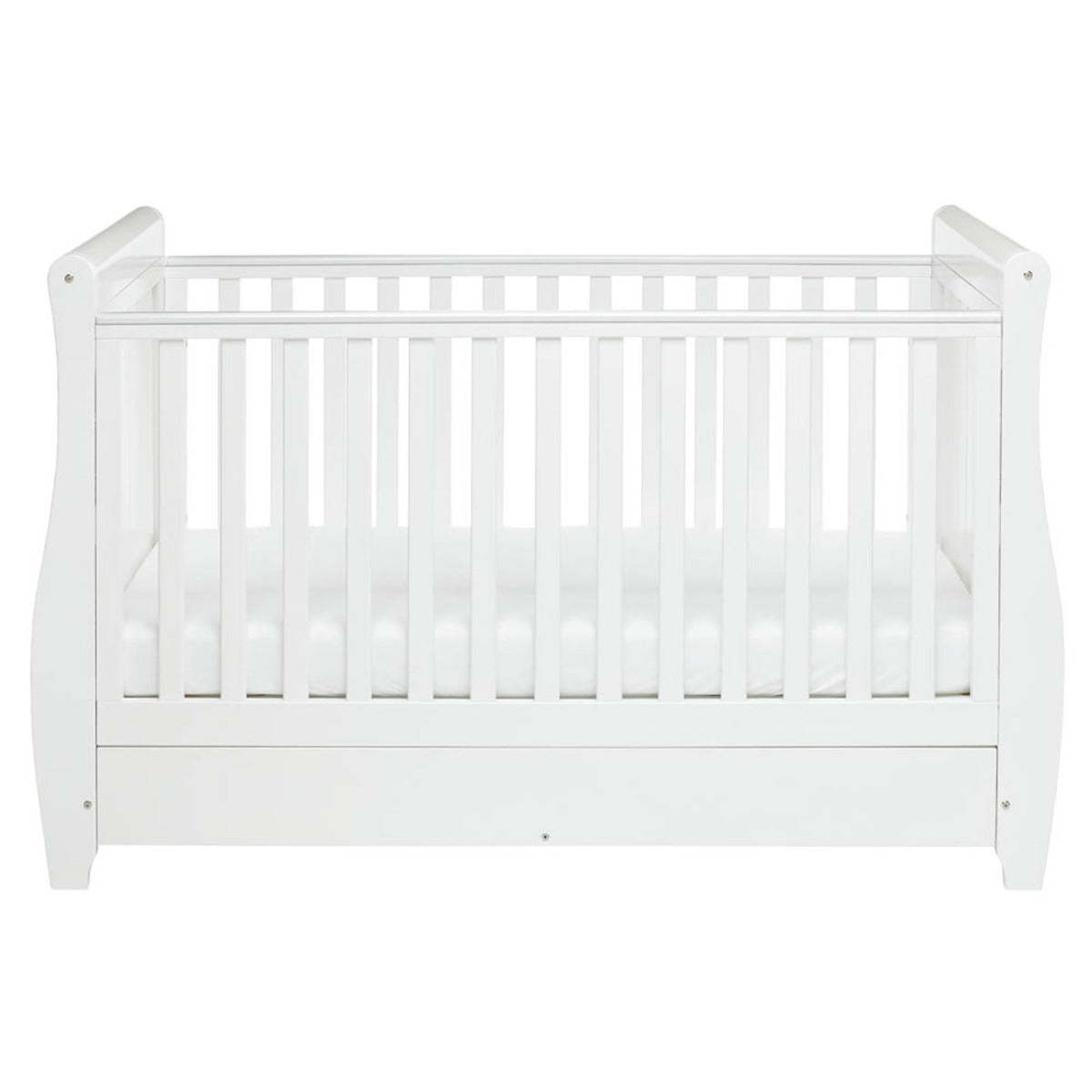 Babymore Stella Sleigh Drop Side Cot Bed - White