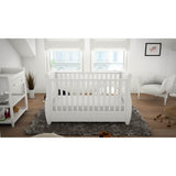 Babymore Stella Sleigh Drop Side Cot Bed - White