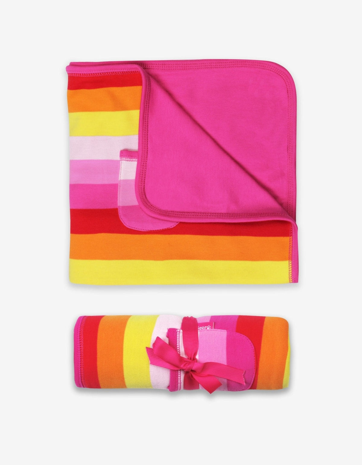 Toby Tiger Organic Pink Multi Stripe Blanket