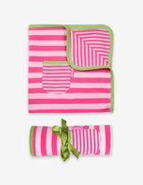 Toby Tiger Organic Pink and Green Stripe Blanket