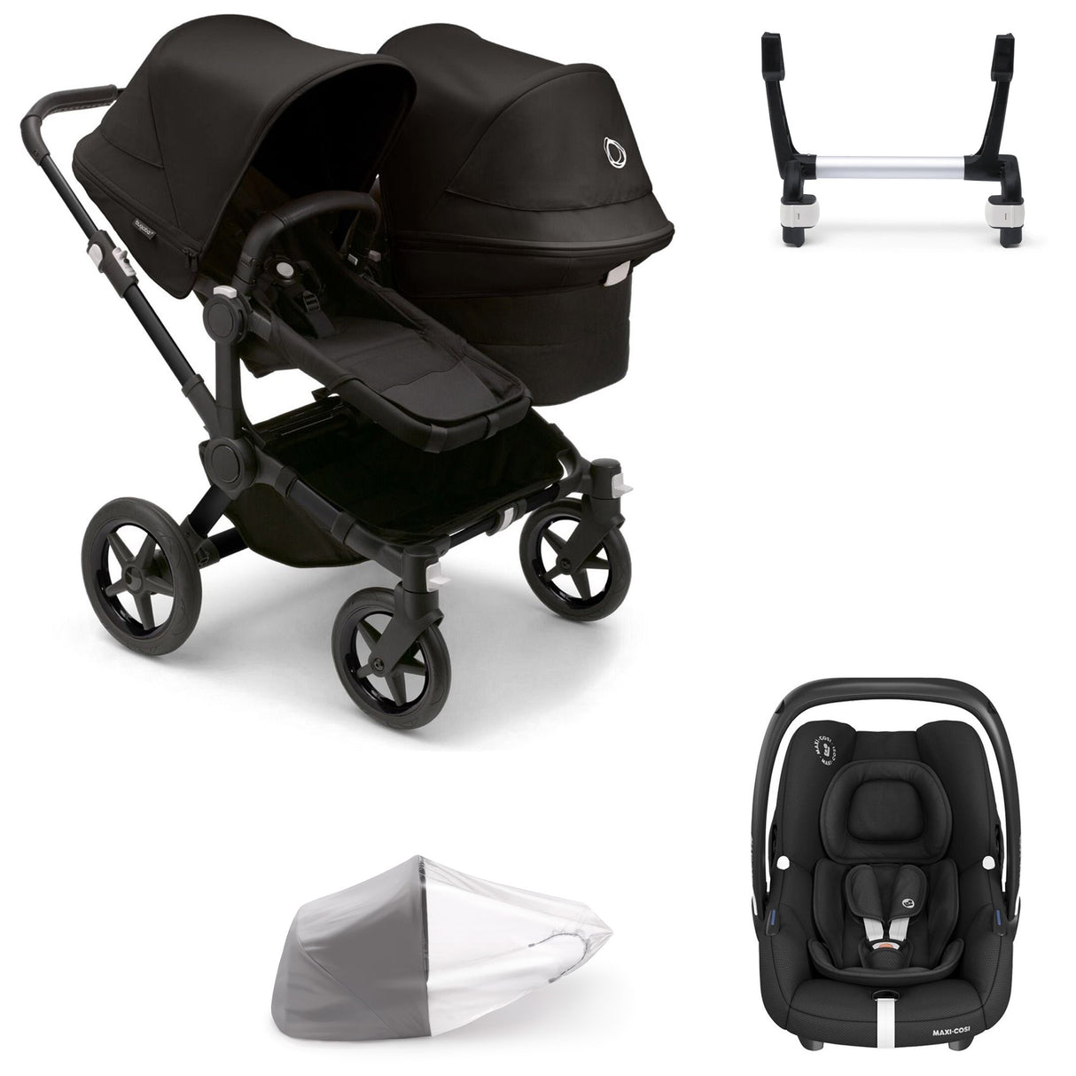 Bugaboo Donkey 5 Duo with Maxi-Cosi Cabriofix iSize Travel System - Midnight Black