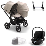 Bugaboo Donkey 5 Duo with Cybex Cloud T Travel System - Black/Desert Taupe