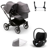 Bugaboo Donkey 5 Duo with Cybex Cloud T Travel System - Graphite/Grey Melange