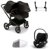 Bugaboo Donkey 5 Duo with Cybex Cloud T Travel System - Black/Midnight Black