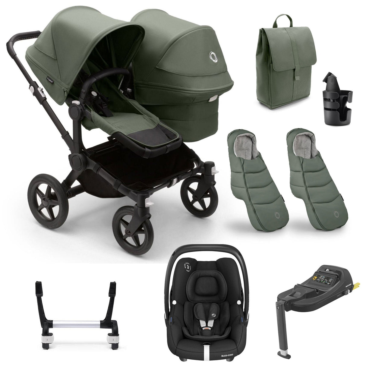 Bugaboo Donkey 5 Duo Ultimate Maxi-Cosi Cabriofix iSize Travel System - Forest Green
