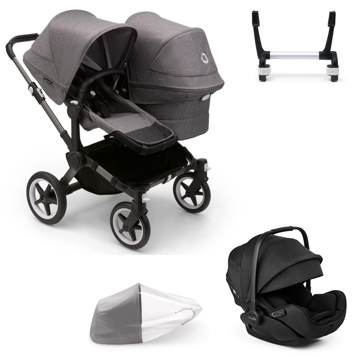 Bugaboo Donkey 5 Duo with Otter 360 Travel System - Graphite/Grey Melange