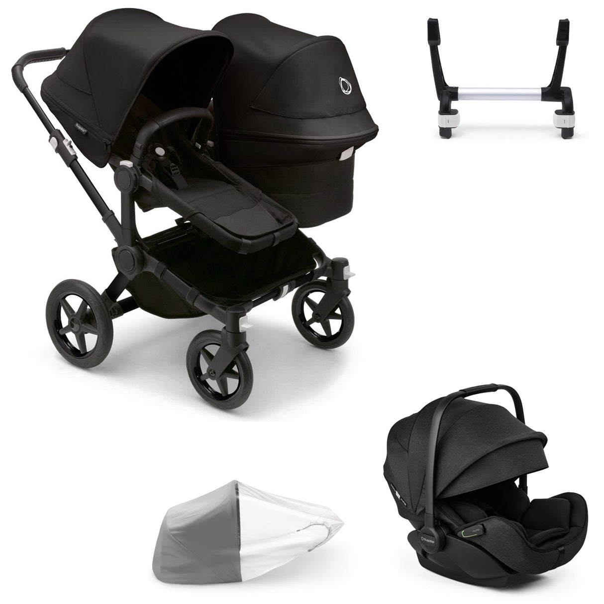 Bugaboo Donkey 5 Duo with Otter 360 Travel System - Black/Midnight Black