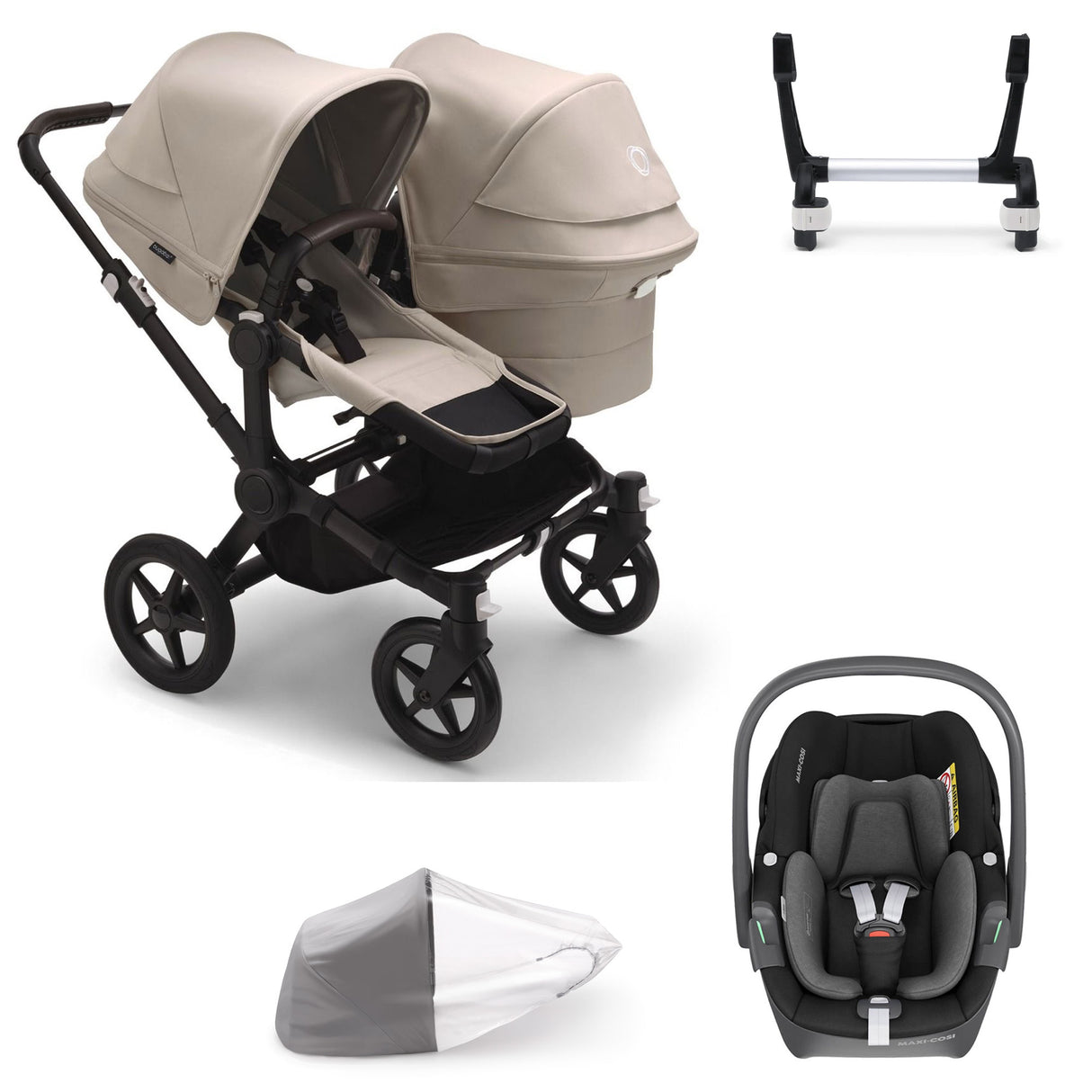 Bugaboo Donkey 5 Duo with Maxi-Cosi Pebble 360 Travel System - Black/Desert Taupe