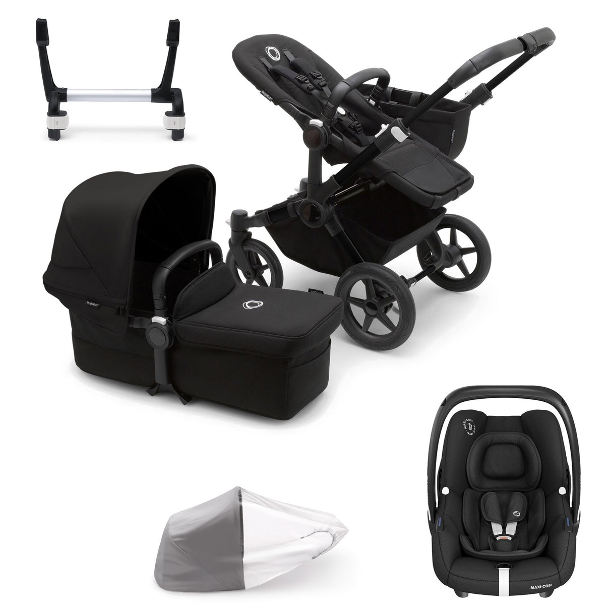 Bugaboo Donkey 5 Mono with Maxi-Cosi Cabriofix iSize Travel System - Midnight Black