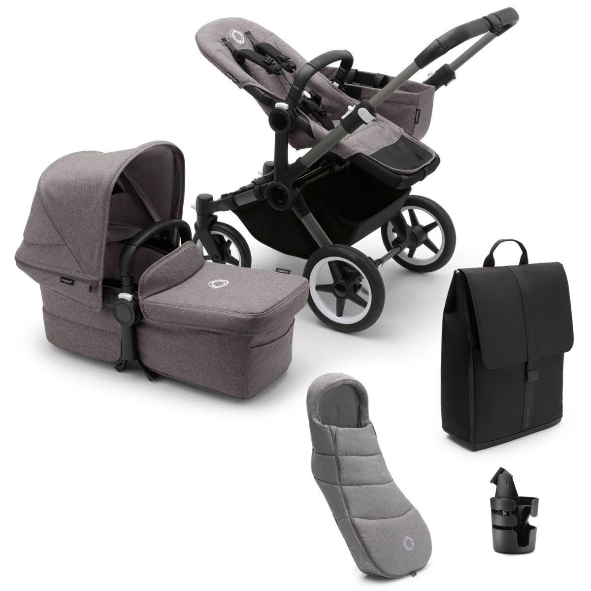 Bugaboo Donkey 5 Mono Ultimate Cybex Cloud T Travel System Bundle - Grey Melange