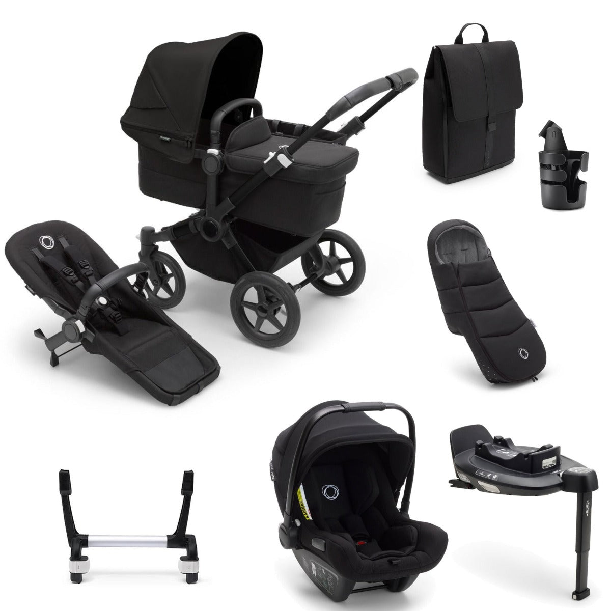 Bugaboo Donkey 5 Mono Ultimate Turtle Air 360 Travel System Bundle - Midnight Black
