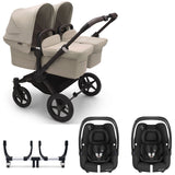 Bugaboo Donkey 5 Twin with Maxi-Cosi Cabriofix iSize Travel System - Black/Desert Taupe