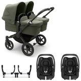 Bugaboo Donkey 5 Twin with Maxi-Cosi Cabriofix iSize Travel System - Black/Forest Green