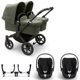 Bugaboo Donkey 5 Twin with Cybex Cloud T Travel System -  Black/Forest Green