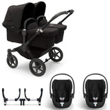 Bugaboo Donkey 5 Twin with Cybex Cloud T Travel System -  Black/Midnight Black