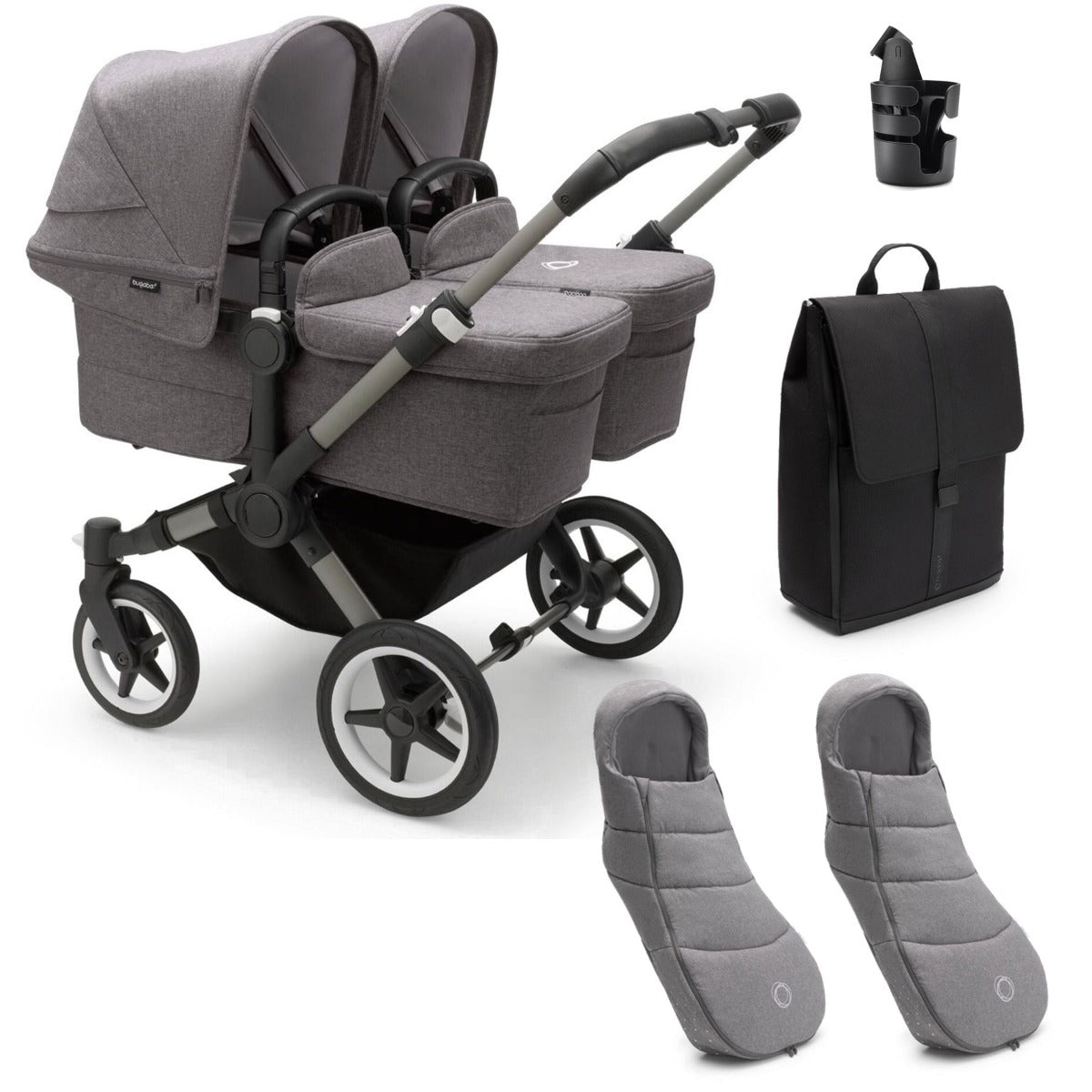 Bugaboo Donkey 5 Twin Essential Bundle - Grey Melange