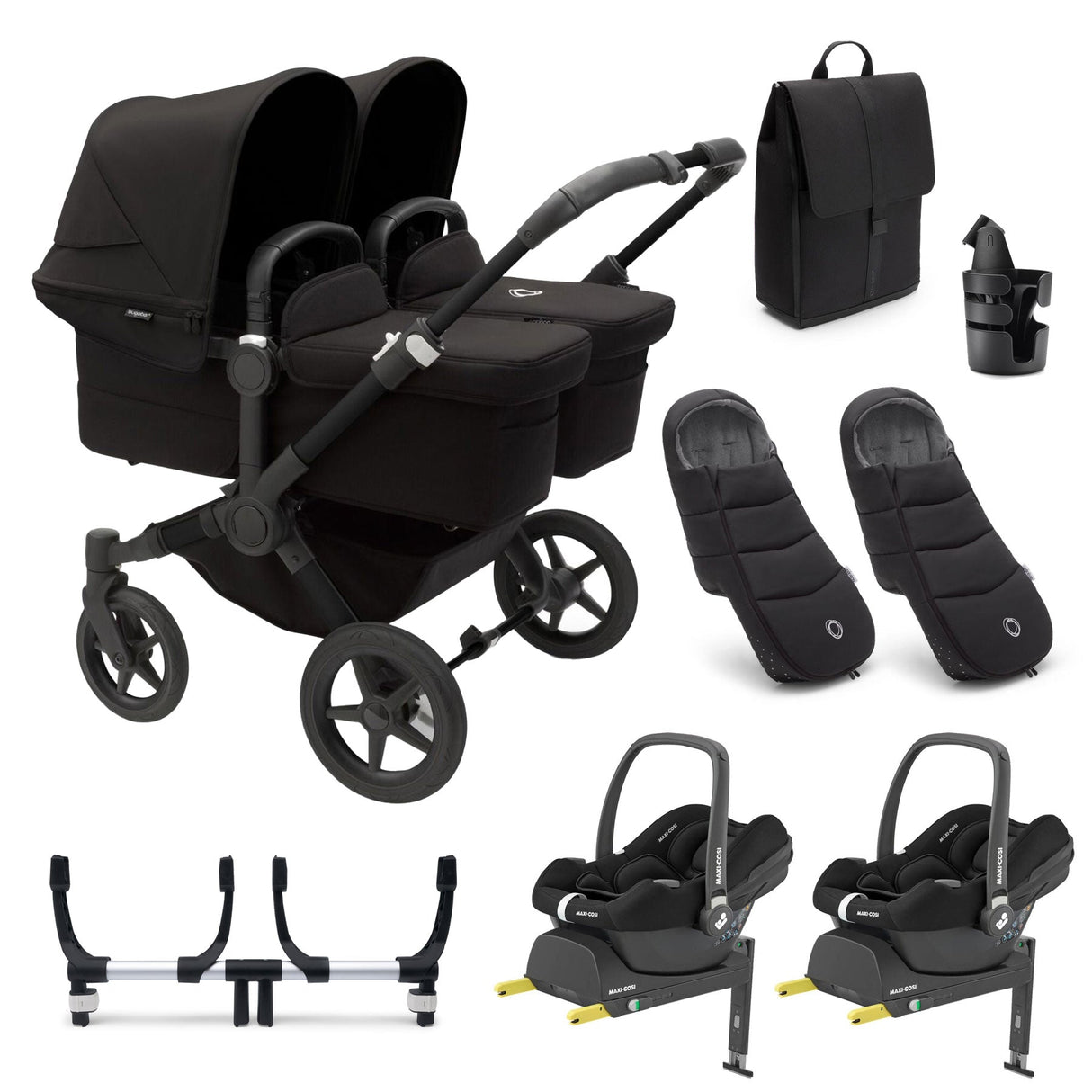 Bugaboo Donkey 5 Twin Ultimate Maxi-Cosi Cabriofix iSize Travel System - Midnight Black