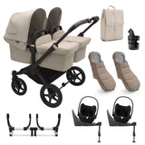 Bugaboo Donkey 5 Twin Ultimate Cybex Cloud T Travel System - Desert Taupe