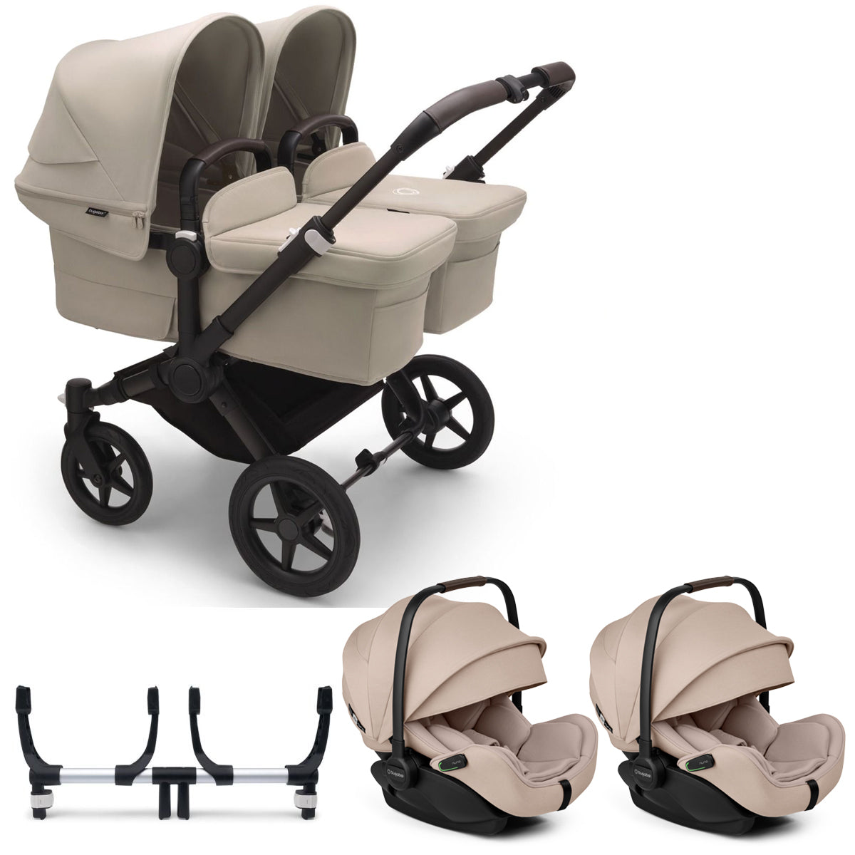 Bugaboo Donkey 5 Twin with Otter 360 Travel System - Black/Desert Taupe
