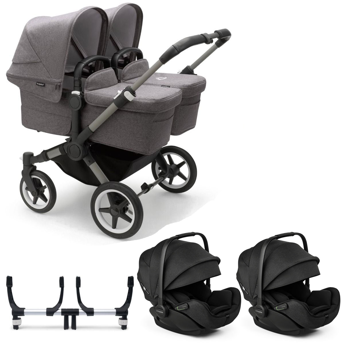 Bugaboo Donkey 5 Twin with Otter 360 Travel System - Graphite/Grey Melange