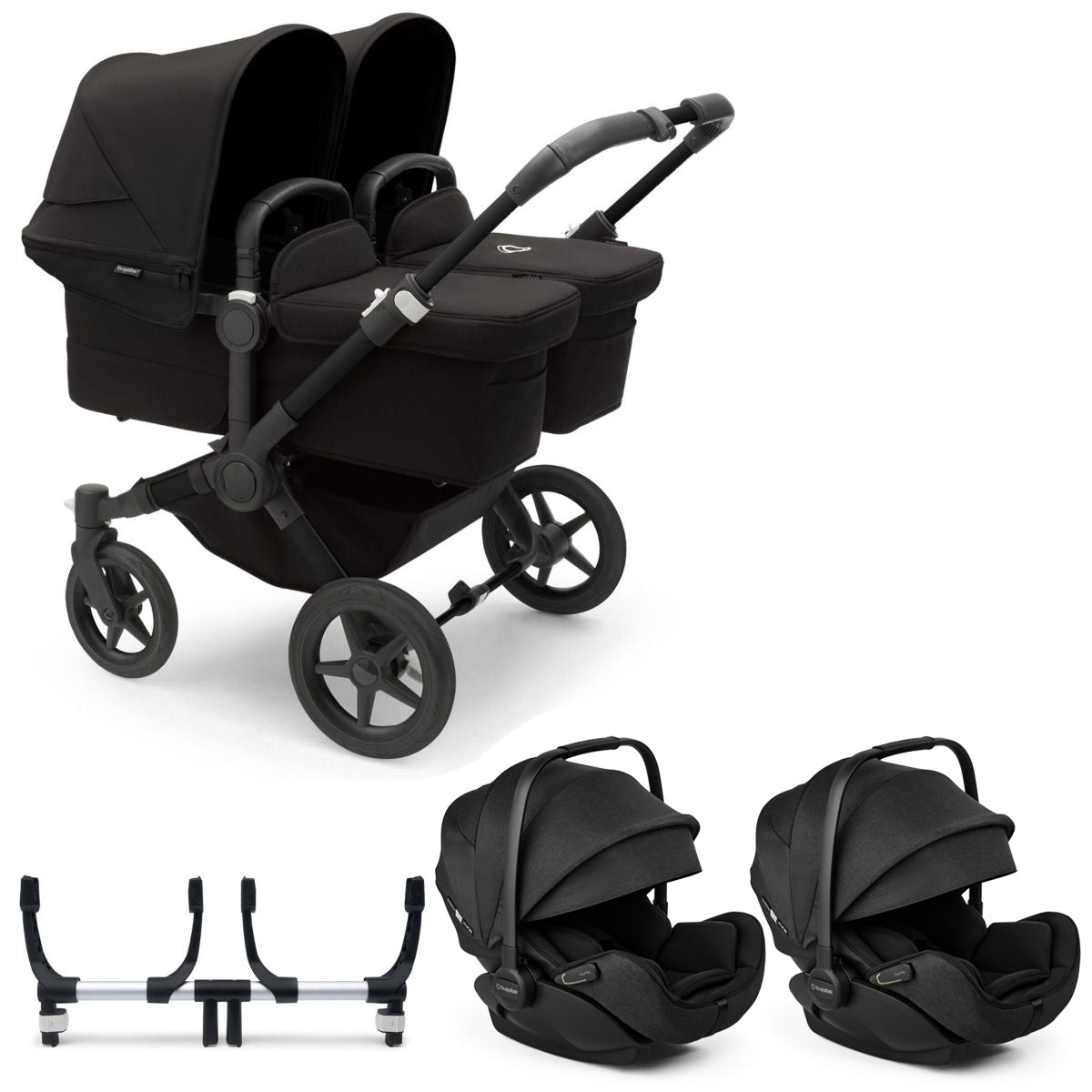 Bugaboo Donkey 5 Twin with Otter 360 Travel System - Black/Midnight Black