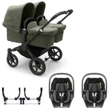 Bugaboo Donkey 5 Twin with Maxi-Cosi Pebble 360 Travel System - Black/Forest Green