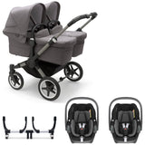 Bugaboo Donkey 5 Twin with Maxi-Cosi Pebble 360 Travel System - Graphite/Grey Melange