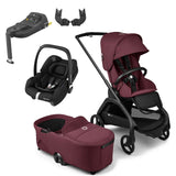 Bugaboo Dragonfly Travel System with Maxi-Cosi Cabriofix i-Size + Isofix Base - Black/Dark Cherry