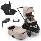 Bugaboo Dragonfly Travel System with Maxi-Cosi Cabriofix i-Size + Isofix Base - Black/Desert Taupe
