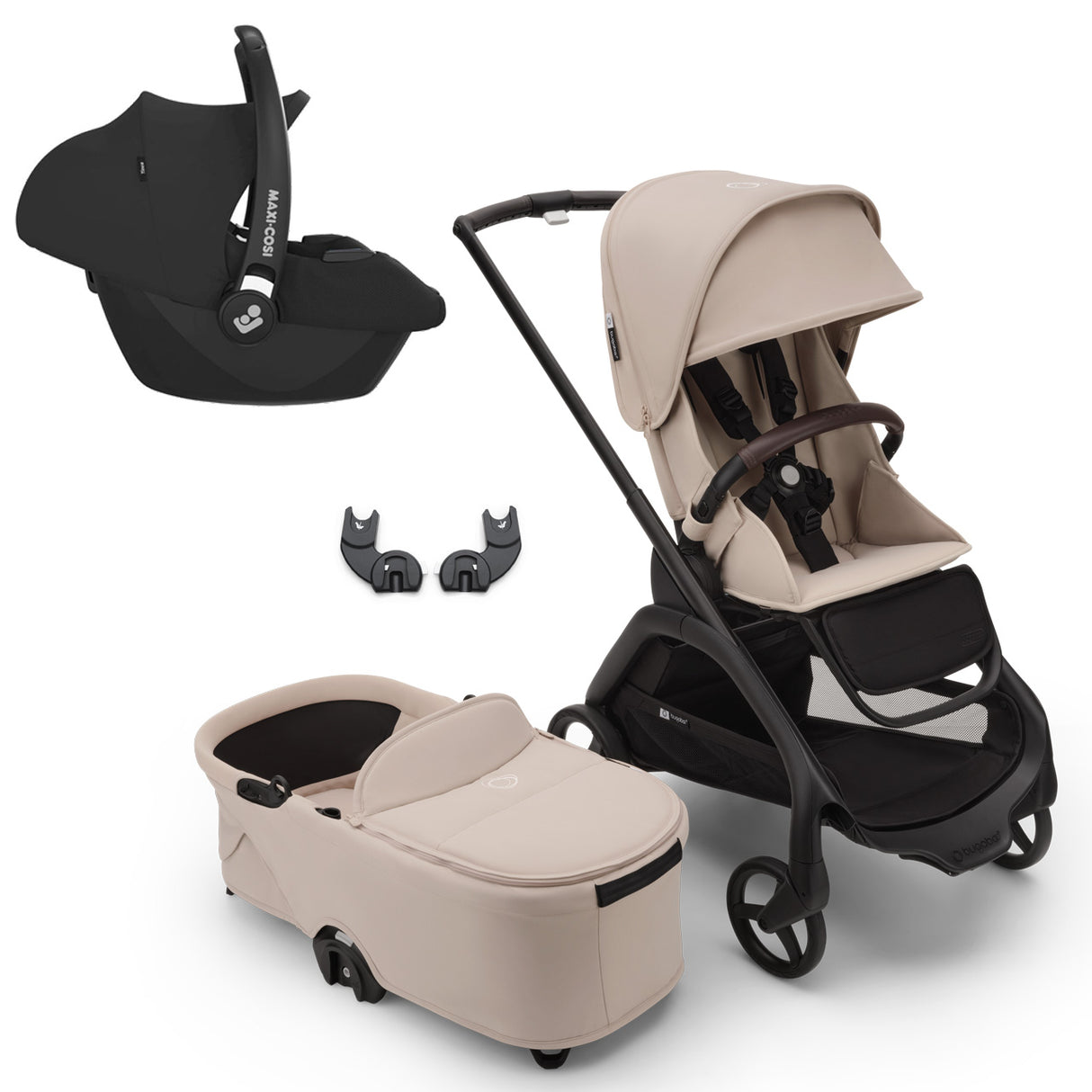 Bugaboo Dragonfly Travel System with Maxi-Cosi Cabriofix i-Size - Black/Desert Taupe