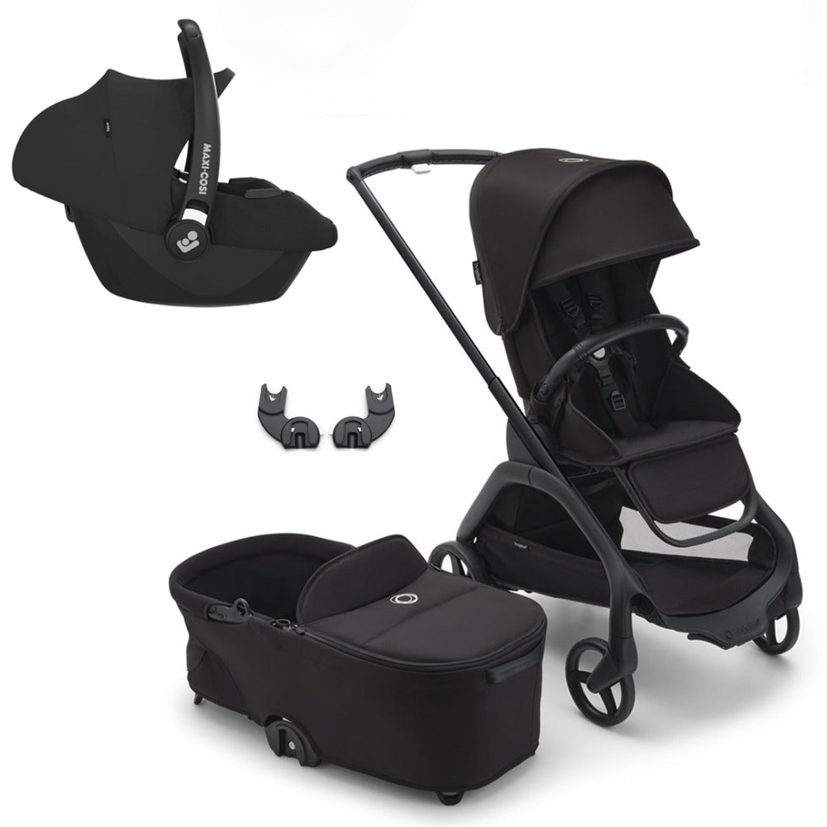 Bugaboo Dragonfly Travel System with Maxi-Cosi Cabriofix i-Size - Black/Midnight Black
