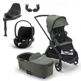 Bugaboo Dragonfly Travel System with Cybex Cloud T + Rotating Isofix Base - Black/Forest Green