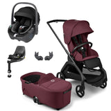 Bugaboo Dragonfly Travel System with Maxi-Cosi Pebble 360 + Rotating Isofix Base - Black/Dark Cherry