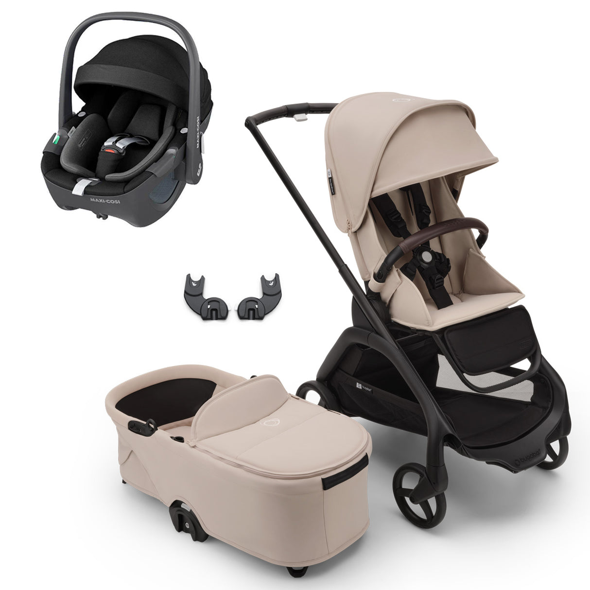 Bugaboo Dragonfly Travel System with Maxi-Cosi Pebble 360 - Black/Desert Taupe