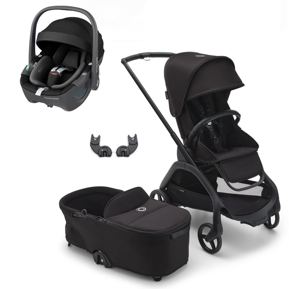 Bugaboo Dragonfly Travel System with Maxi-Cosi Pebble 360 - Black/Midnight Black