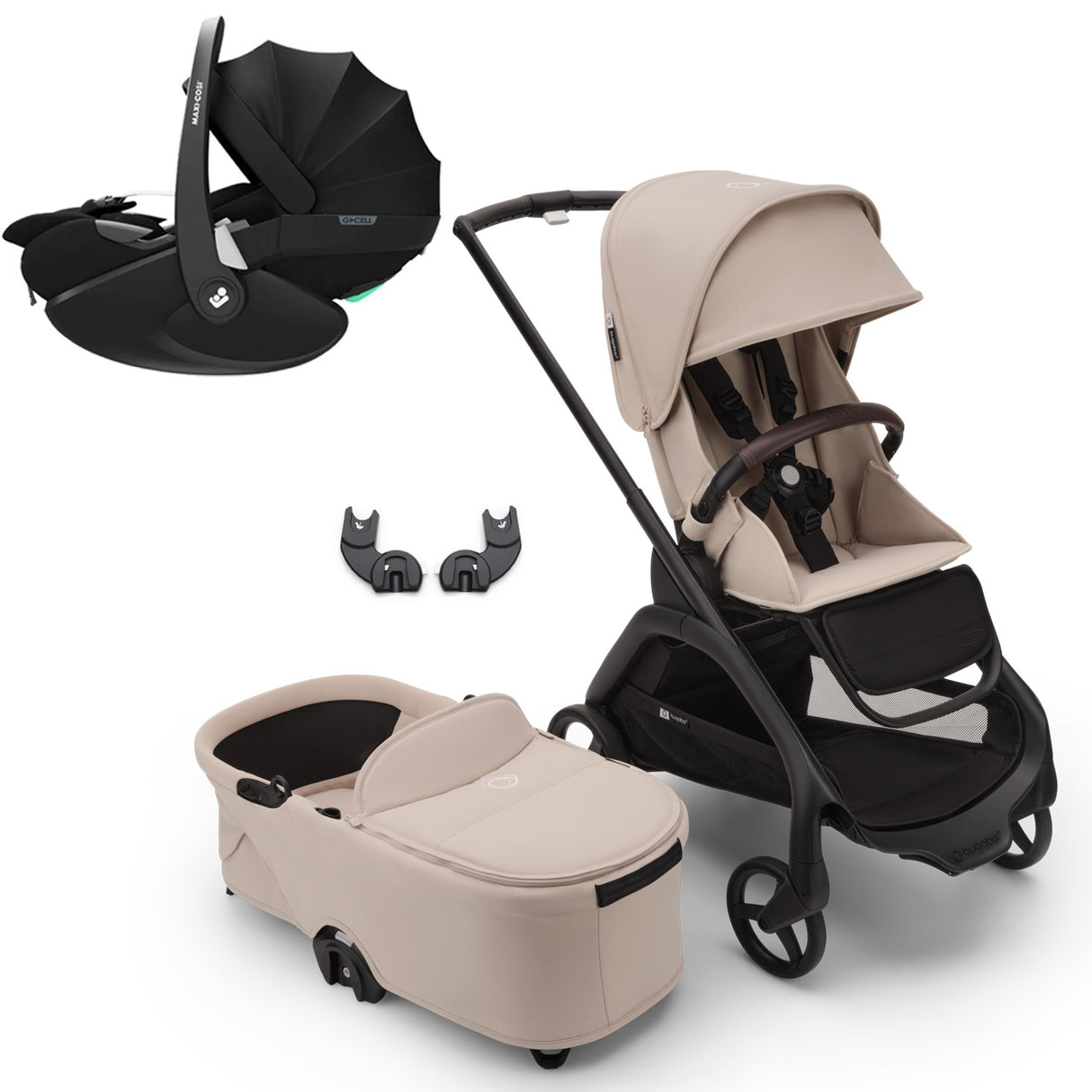Bugaboo Dragonfly Travel System with Maxi-Cosi Pebble 360 Pro2 - Black/Desert Taupe
