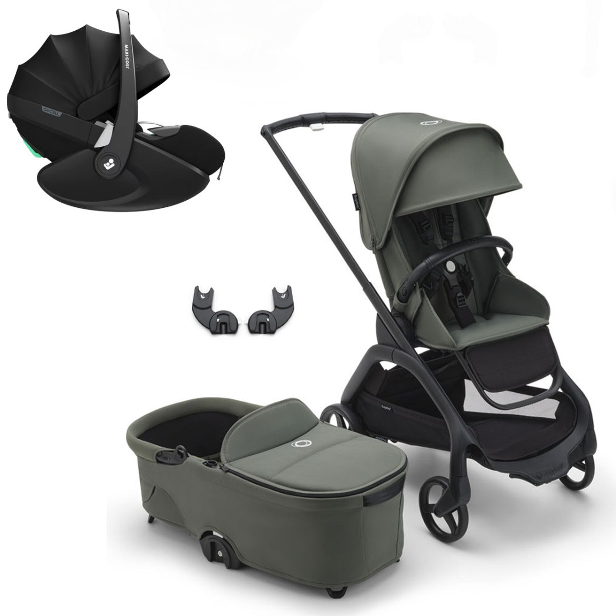 Bugaboo Dragonfly Travel System with Maxi-Cosi Pebble 360 Pro2 - Black/Forest Green
