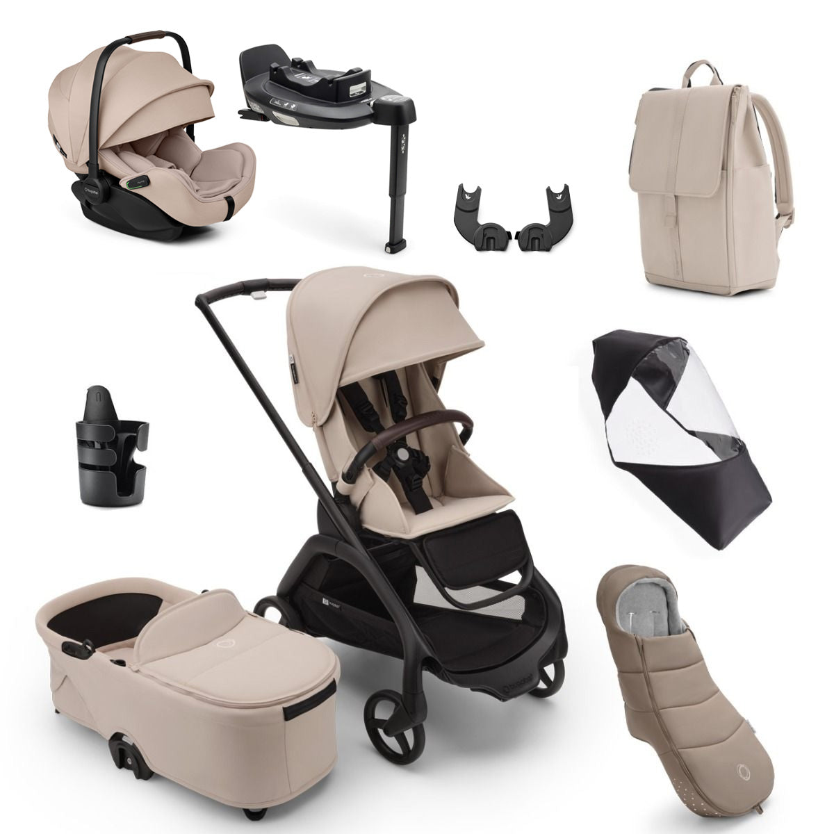 Bugaboo Dragonfly Ultimate Otter 360 Travel System Bundle - Black/Desert Taupe