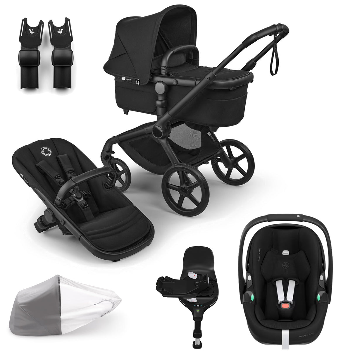 Bugaboo Fox 5 Renew with Maxi-Cosi Pebble 360 Pro2 Travel System Bundle - Heritage Black