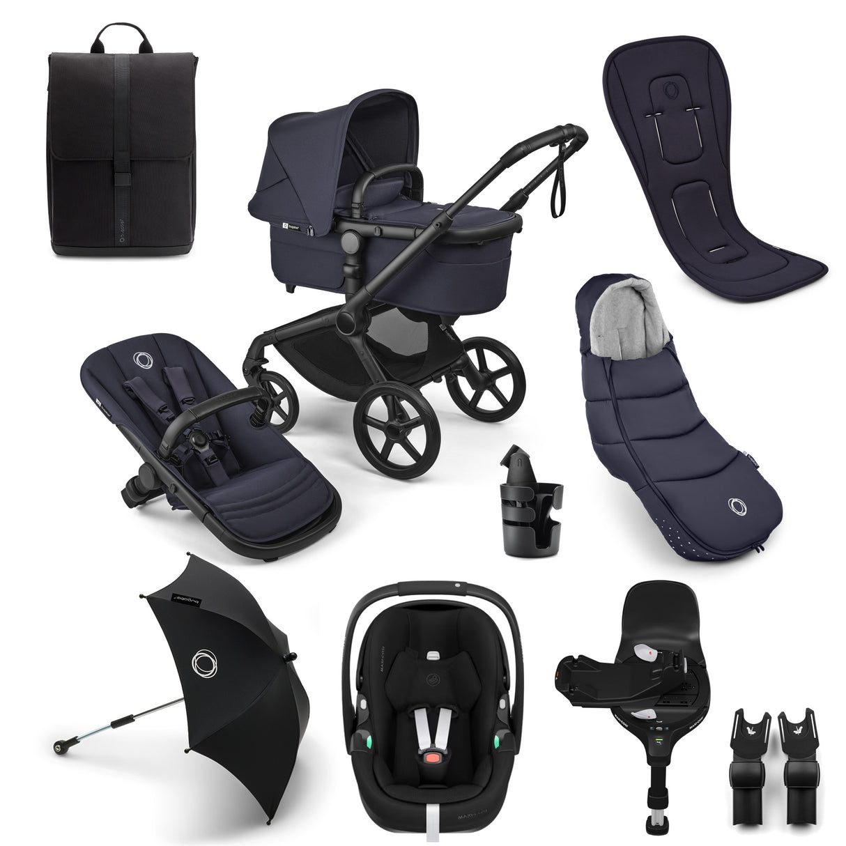 Bugaboo Fox 5 Renew Ultimate Maxi-Cosi Pebble 360 Pro2 Travel System Bundle - Deep Indigo