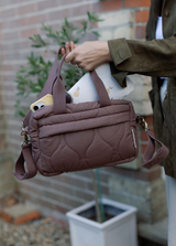 Ralphie Bear Quilted Changing Stroller Bag - Brown/Pears