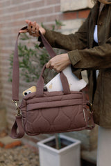 Ralphie Bear Quilted Changing Stroller Bag - Brown/Pears