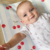 Anti-Roll Wedge Baby Changing Mat - Cherry Stripe