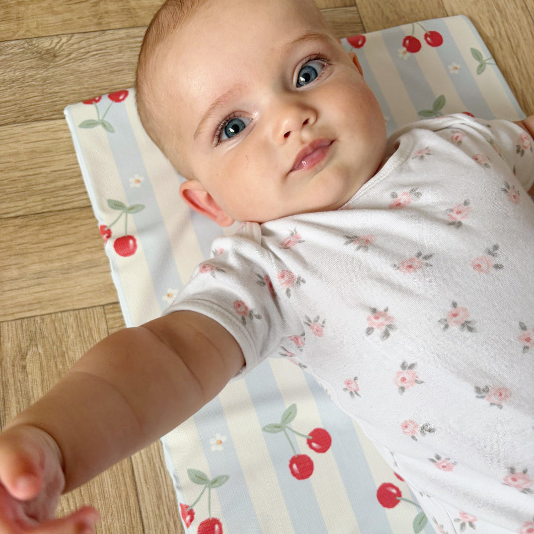 Travel Changing Mat - Cherry Stripe