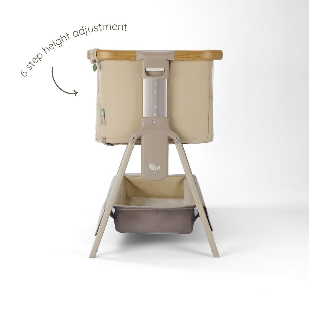 Tutti Bambini CoZee Air 2 Bedside Crib - Toasted Oak / Sand
