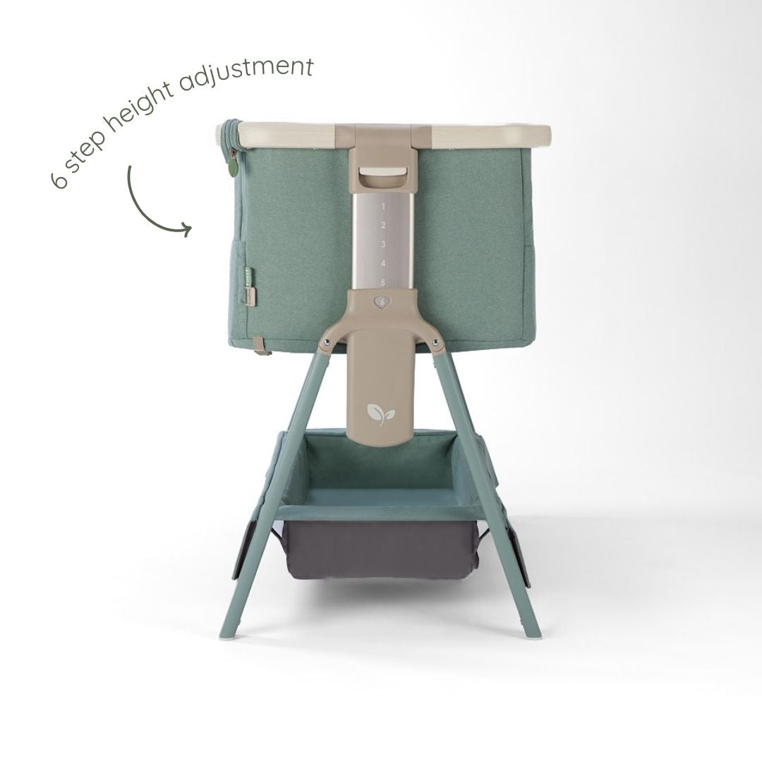 Tutti Bambini CoZee Air 2 Bedside Crib - Whitewash / Kelp